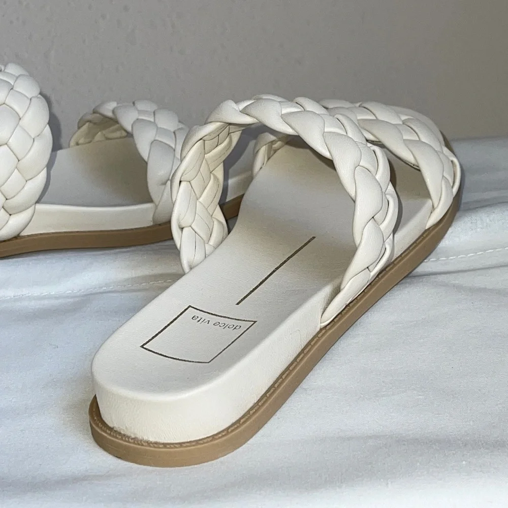 NIB Dolce Vita “Gabbie” Braided Double Strap Sandals Chalk-beige Size 8 - Picture 7 of 14